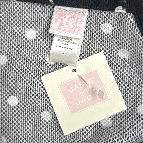 NWT Janie and Jack Cotton Dress Black and White Polka Dot Cap Sleeves size 7 - Picture 9 of 11